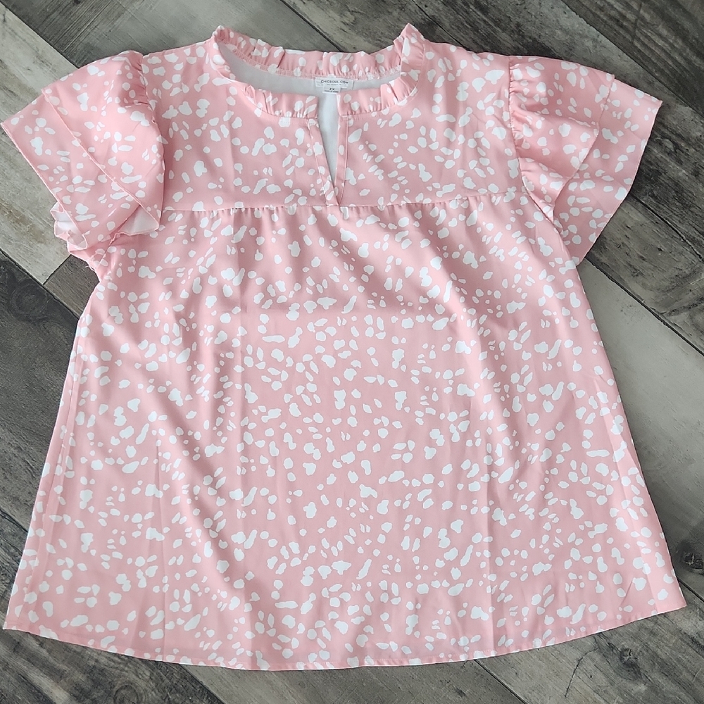 Chic Soul Pink and White Leopard Blouse 2x